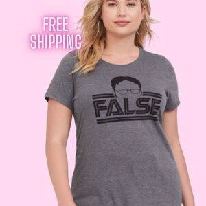Torrid The Office “False” Dark Grey Crew Tee – Size 5